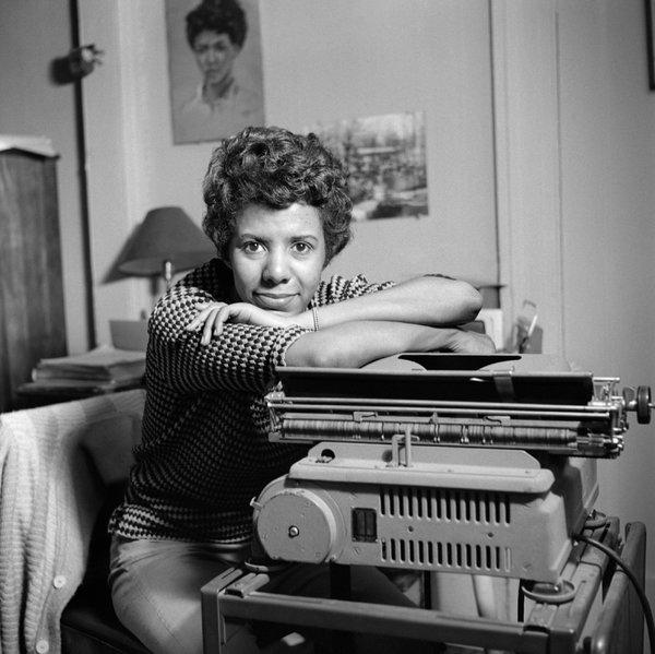 Lorraine Hansbury with her typewriter